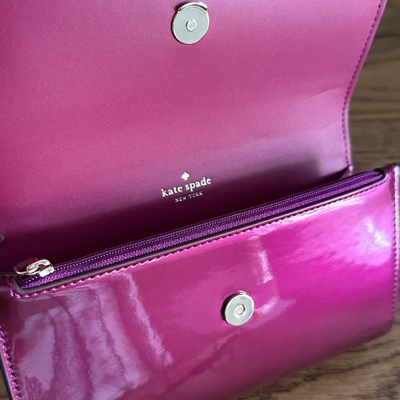 NWT! NEW! Kate Spade Kenzie Boxed Handle Flap Clutch Large WOC Burgundy Wallet - Picture 6 of 10